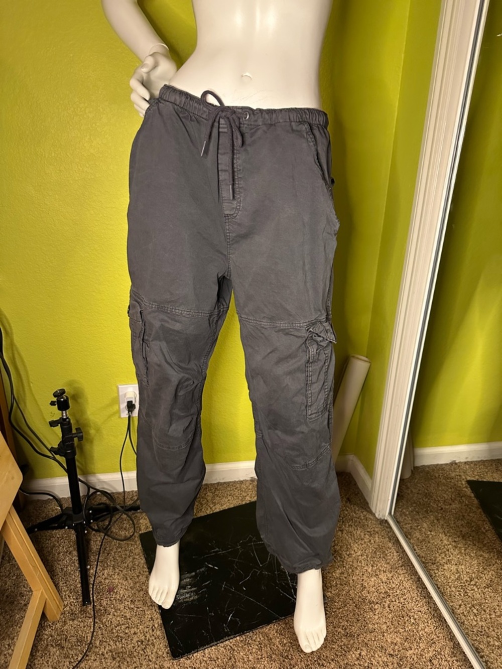 Garage Dark Gray Cargo Pants with Drawstring
